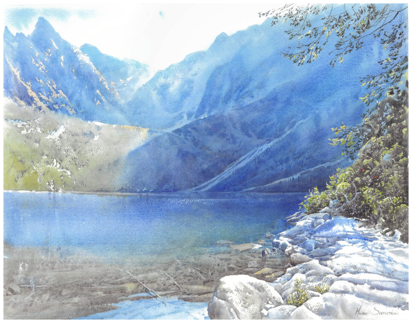 Tatra Highland lake 2 watercolor 60-47 cm, Michal Suffczynski 2025